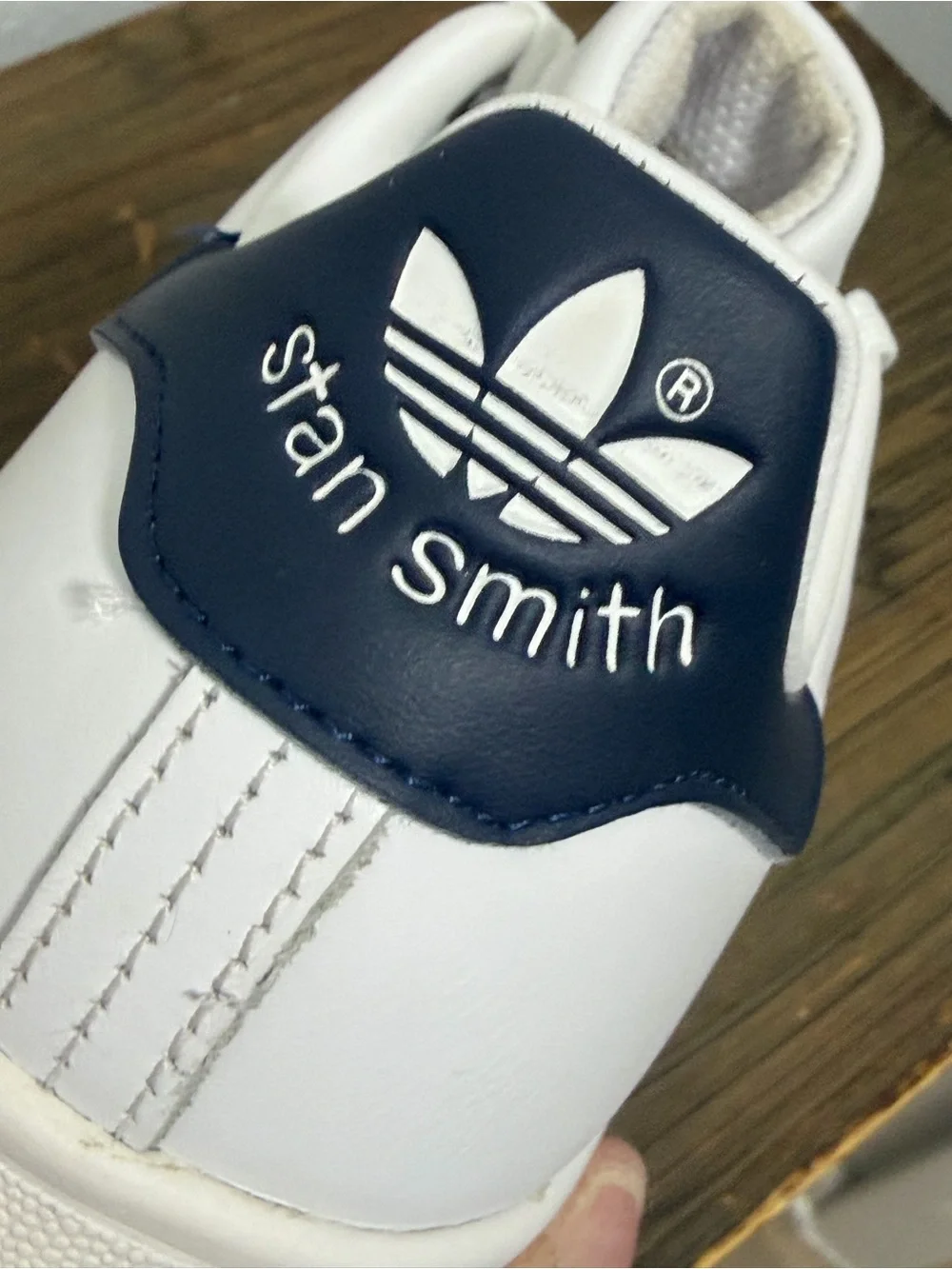 Adidas Stan Smith White & Navy Blue Unisex Tennis Shoes Sneakers - Size 7